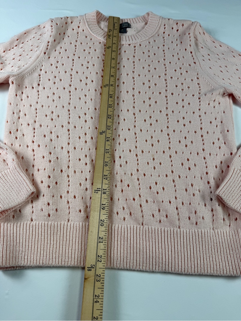 J. Crew - Point Sur Collection Pale Pink Openwork Crewneck Sweater - Perfect M - Picture 13 of 14